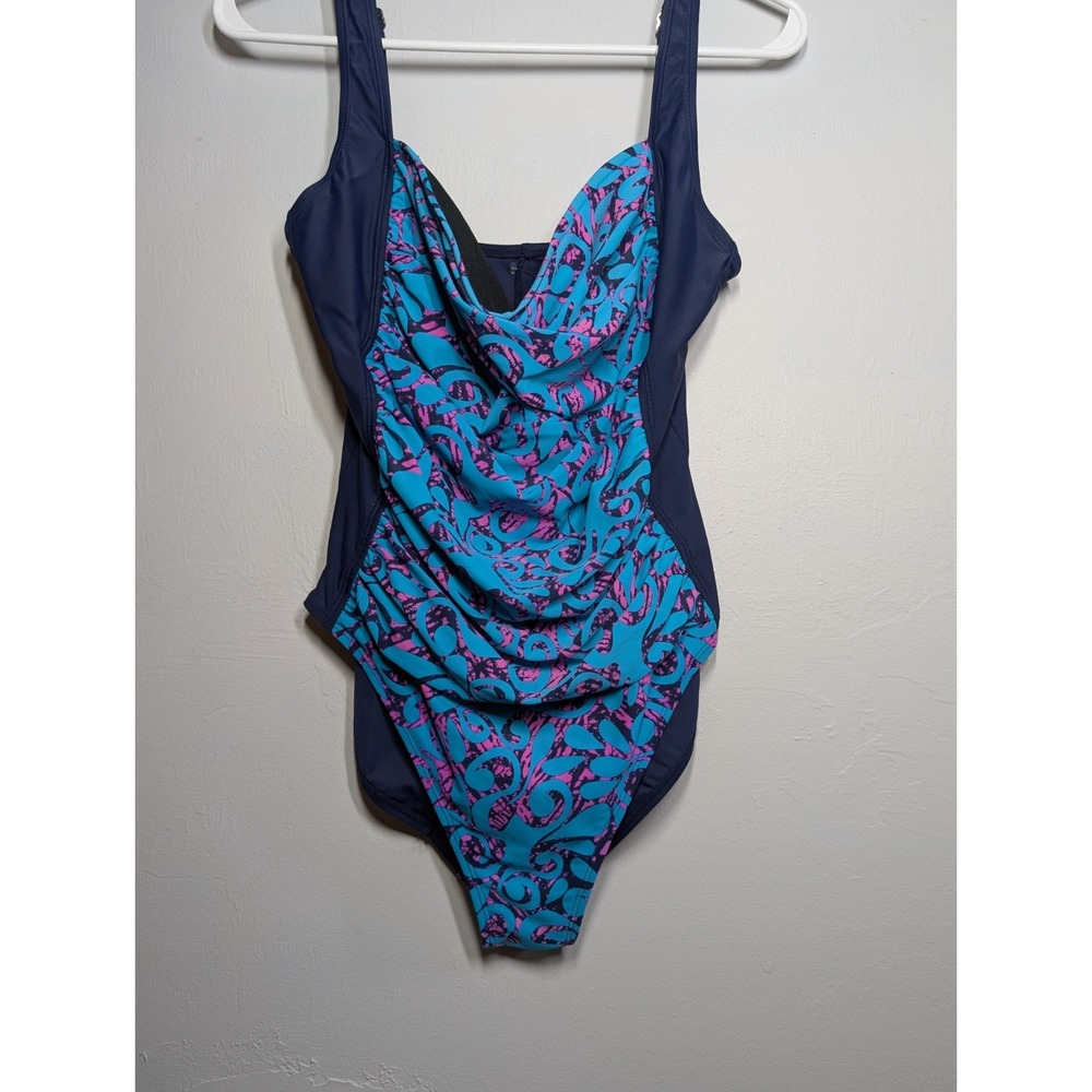 Mazu Swim Women's  Size 16 One Piece  Tank Swimsuit EUC Blue & Purple‎